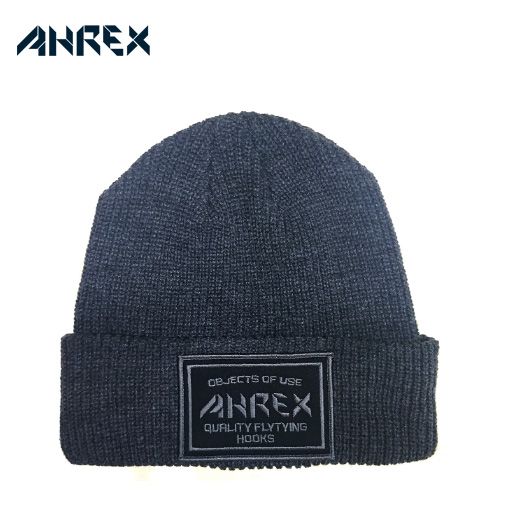 Ahrex Ribbed Knit Woven Patch Beanie húfa