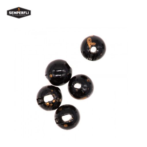 Semperfli Slotted Tungsten Beads - Mottled Black Gold
