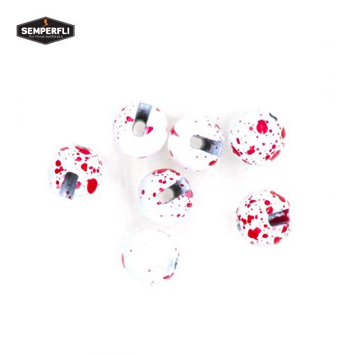 Semperfli Slotted Tungsten Beads - Mottled White Ruby