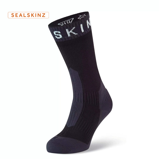Sealskinz Stanfield - 100% vatnsheldir miðháir sokkar fyrir mikinn kulda - Svartir/Gráir/Hvítir