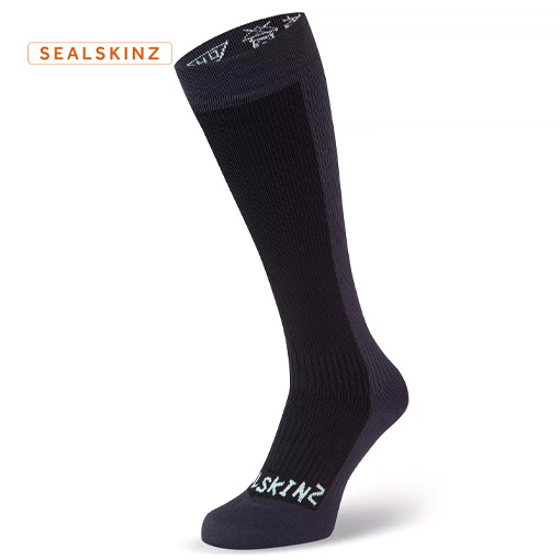 Sealskinz Worstead - 100% vatnsheldir uppháir sokkar fyrir kaldar aðstæður - Svartir/Gráir