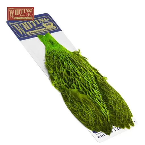 Whiting American Hen Cape - Badger dyed Fl Green Chartreuse