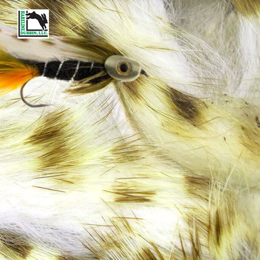 Hareline Olive Barred Rabbit Strips - hvítt